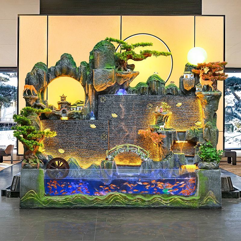 假山水幕墙流水摆件客厅办公室玄关鱼缸造景装饰瀑布风水轮循环水