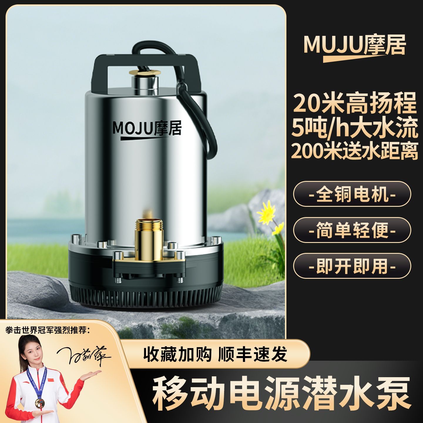 摩居不锈钢潜水泵300W家