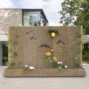 石材水幕墙户外别墅庭院假山流水喷泉花园鱼池瀑布造景观装 饰摆件