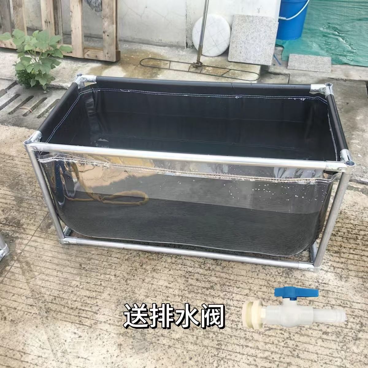 帆布鱼池加强双层支架黑色单面透明蓄水池刀刮布鱼池养鱼水箱特厚