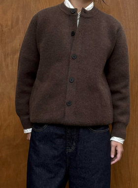 PL日系复古重磅基础开衫毛衣男女潮牌宽松休闲百搭保暖针织衫外套