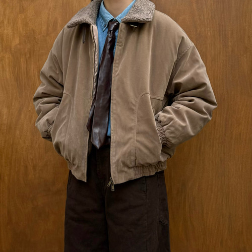 Pointlamp麂皮羊羔绒翻领棉服