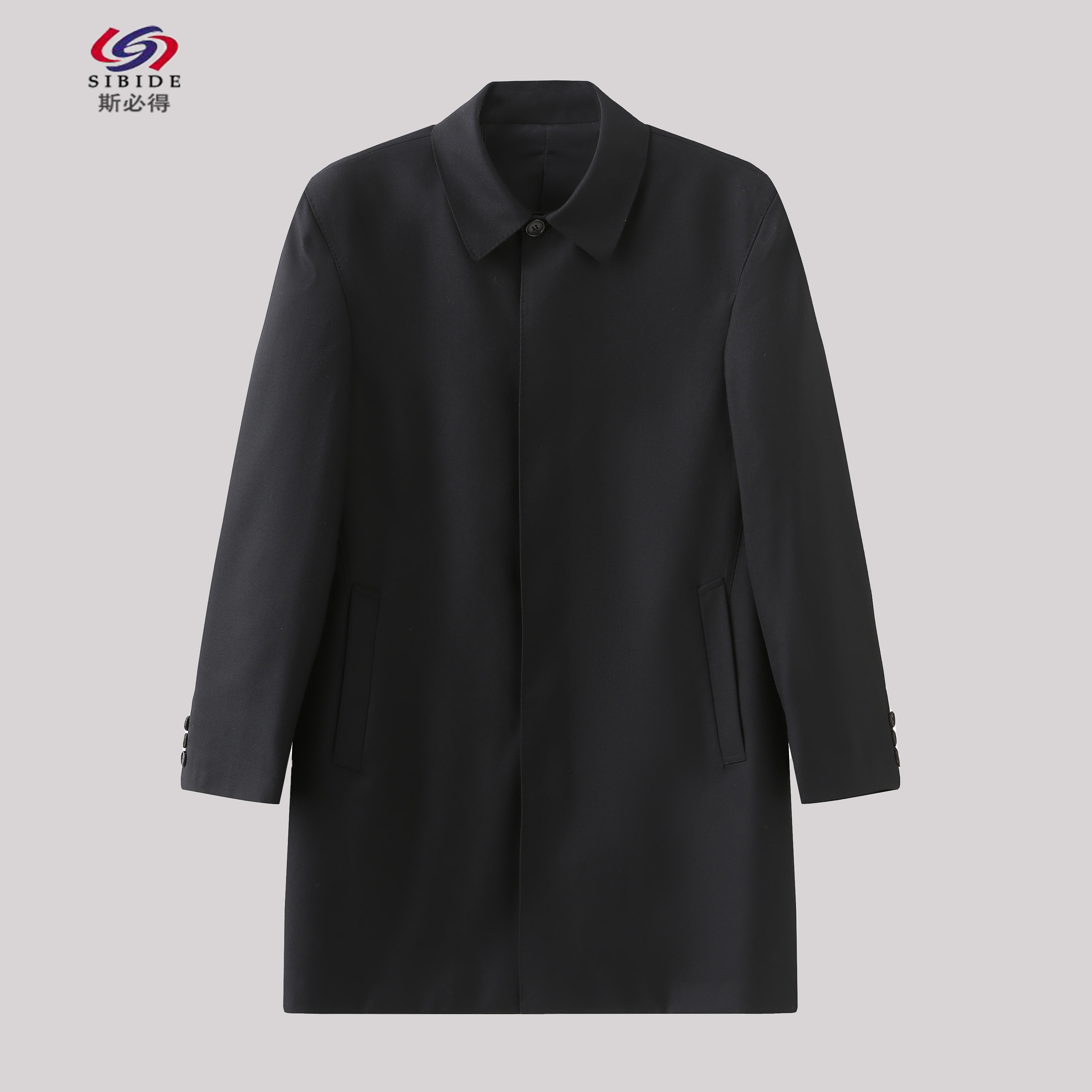 斯必得风衣外套男春季新款翻领商务休闲羊毛上衣中长款暗门襟包邮