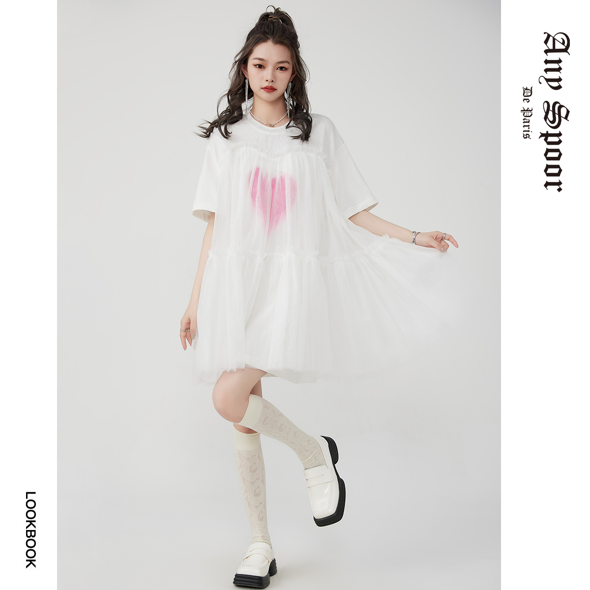 【ANY SPOOR】小众设计师夏季新款仙女爱心连衣裙60197 女装/女士精品 连衣裙 原图主图