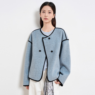 鲁思蒂短款毛呢外套女2025秋冬新款优雅气质时尚毛呢外套
