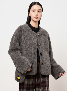 鲁思蒂减龄挎包环保皮草外套2025冬新款温柔氛围感秋冬短款外套