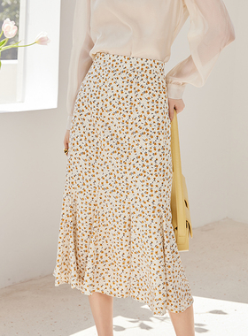 Lucidy/鲁思蒂24春季新款百搭碎花半身裙女