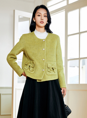 Lucidy/鲁思蒂短款双面呢大衣女2024新款秋冬嘉兴小个子毛呢外套