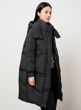 鲁思蒂基础款经典黑色羽绒服女2025冬新款时尚温暖中长款厚外套