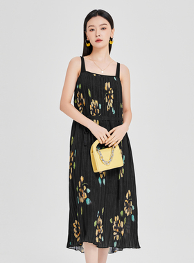 Lucidy/鲁思蒂印花吊带连衣裙女2025新款春夏气质长裙LQ02AE56131
