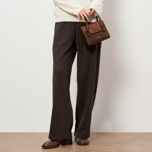 鲁思蒂加厚直筒休闲裤女2025冬新款时尚百搭保暖高腰显瘦长裤子