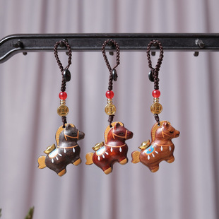 马年大吉生肖马手机挂件摇摇马摇钱马钥匙扣包包挂饰马年挂件彩绘