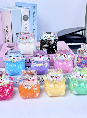 新款招财猫流沙瓶入油网红摆件