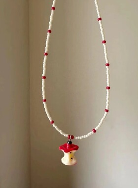 最后一口苹果~创意设计趣味苹果核串珠项链女小众设计百搭锁骨链