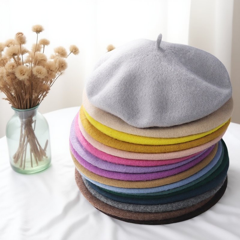 秋冬羊绒贝雷帽纯色羊毛冬季复古保暖韩版日系英伦小众显脸防晒帽