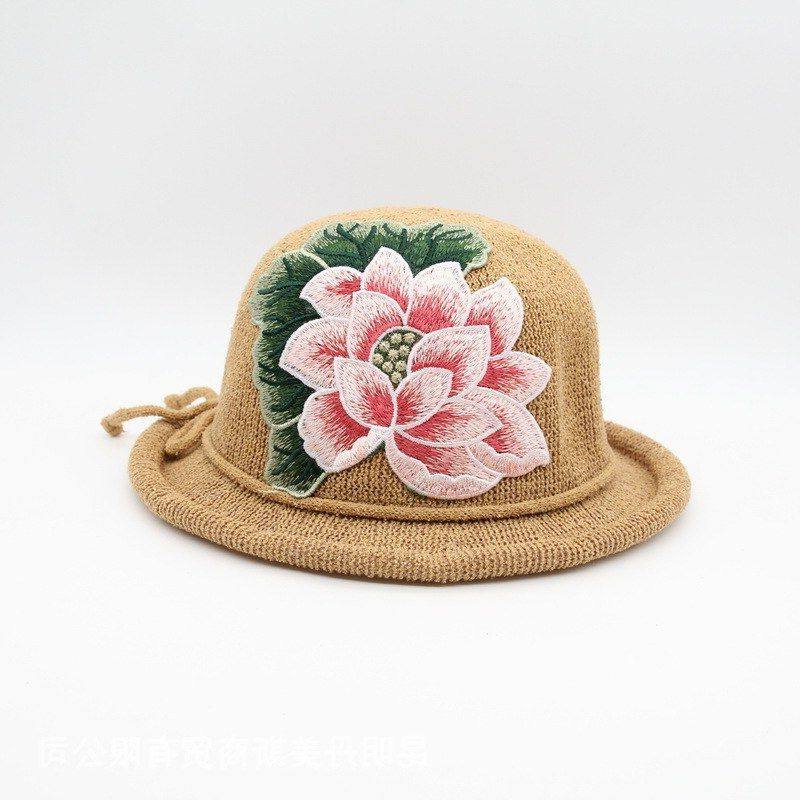 新款云南民族风绣花帽子夏季沙滩