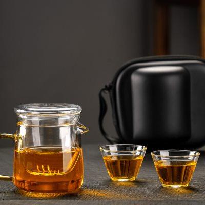 玻璃快客杯便携式旅行茶具一壶二杯随行杯户外喝茶装备旅行功夫u.