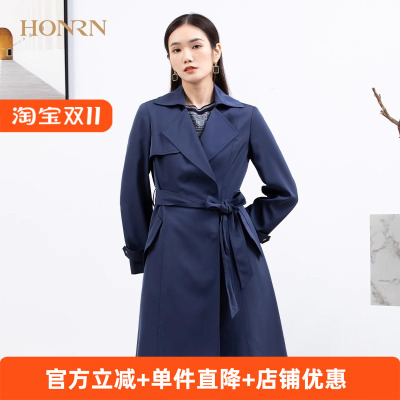 HONRN/红人蓝色休闲风衣外套