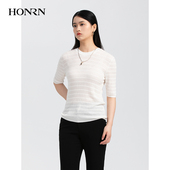 毛针织衫 HONRN 红人气质百搭打底罗纹圆领中袖 HH33OM677