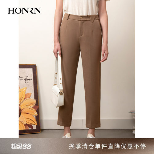 HONRN/红人毛呢直筒西装裤休闲裤