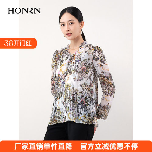 HONRN/红人修身套头长袖衬衫上衣