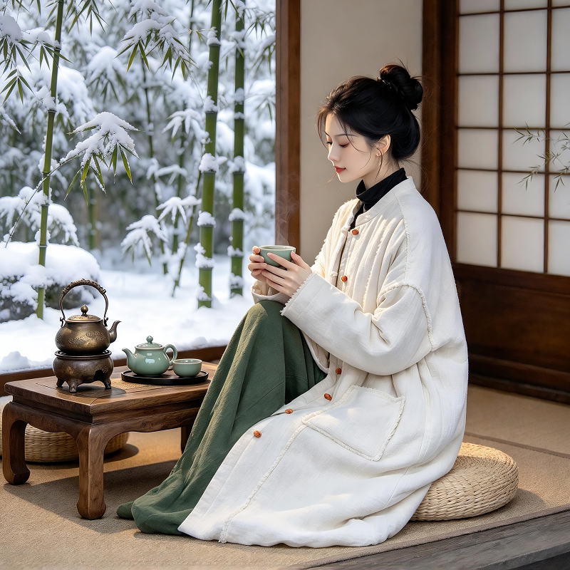 2026新款冬季棉服女款国风禅意新中式女装中长款夹棉加厚保暖外套