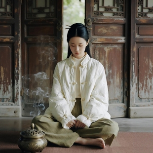 2025新款棉袄女款禅修居士服素衣中国风棉衣唐装外套修行禅服女