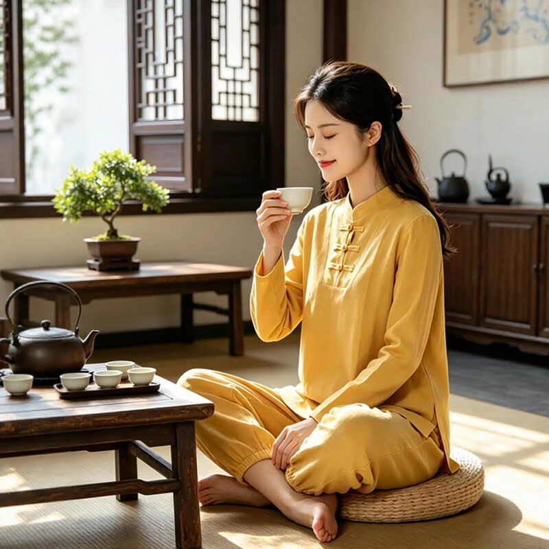 春秋新中式国风禅意居士服女立领改良唐装套装宽松打坐修行禅服男