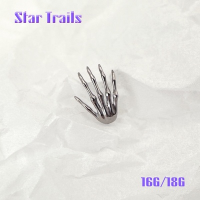 StarTrails 骨手 f136钛合金内螺纹手抛耳钉防过敏 16G/18G