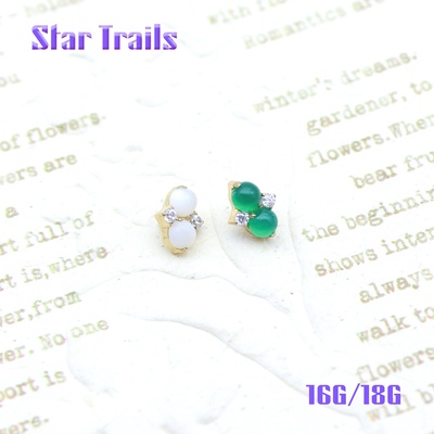 StarTrails 隅白 池荷 f136镀14k浅金钛合金内螺纹耳钉 16G/18G