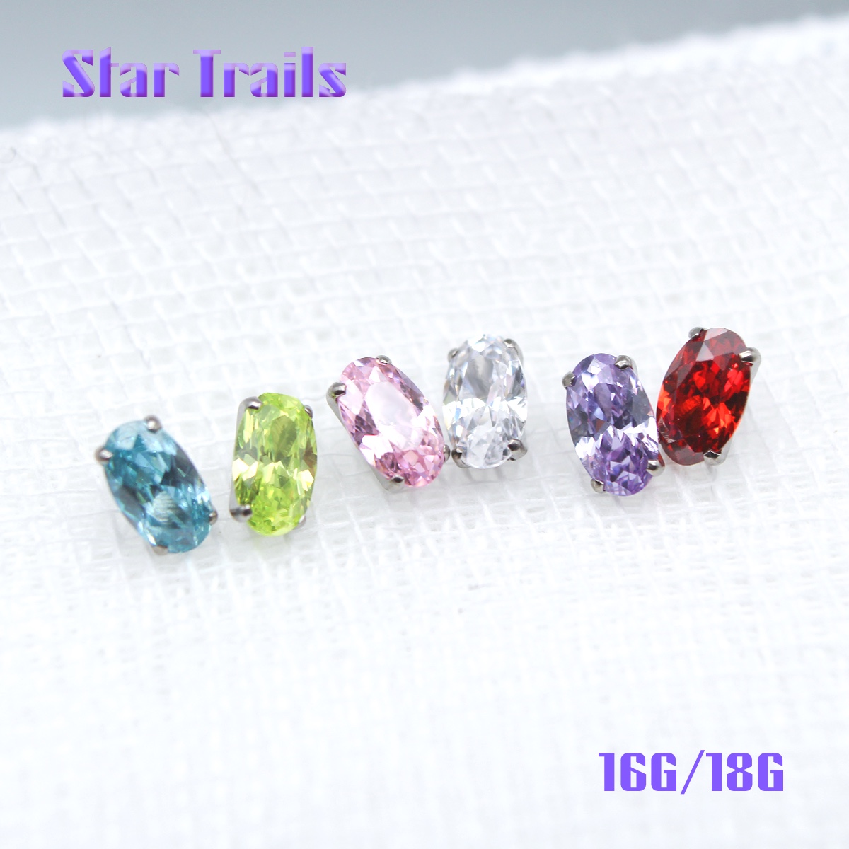 StarTrails 椭圆弧底钻 f136钛合金内螺纹耳钉耳骨钉 16G/18G