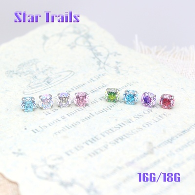 StarTrails 玫瑰手捧花  f136钛合金内螺纹耳钉耳骨钉 16G/18G