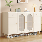 藤编鞋 架 柜家用门口大容量入户收纳柜靠墙玄关柜一体轻奢门厅柜鞋