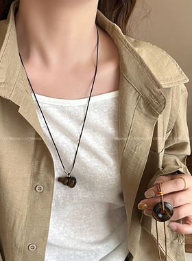 美拉德天然虎眼石平安扣吊坠项链