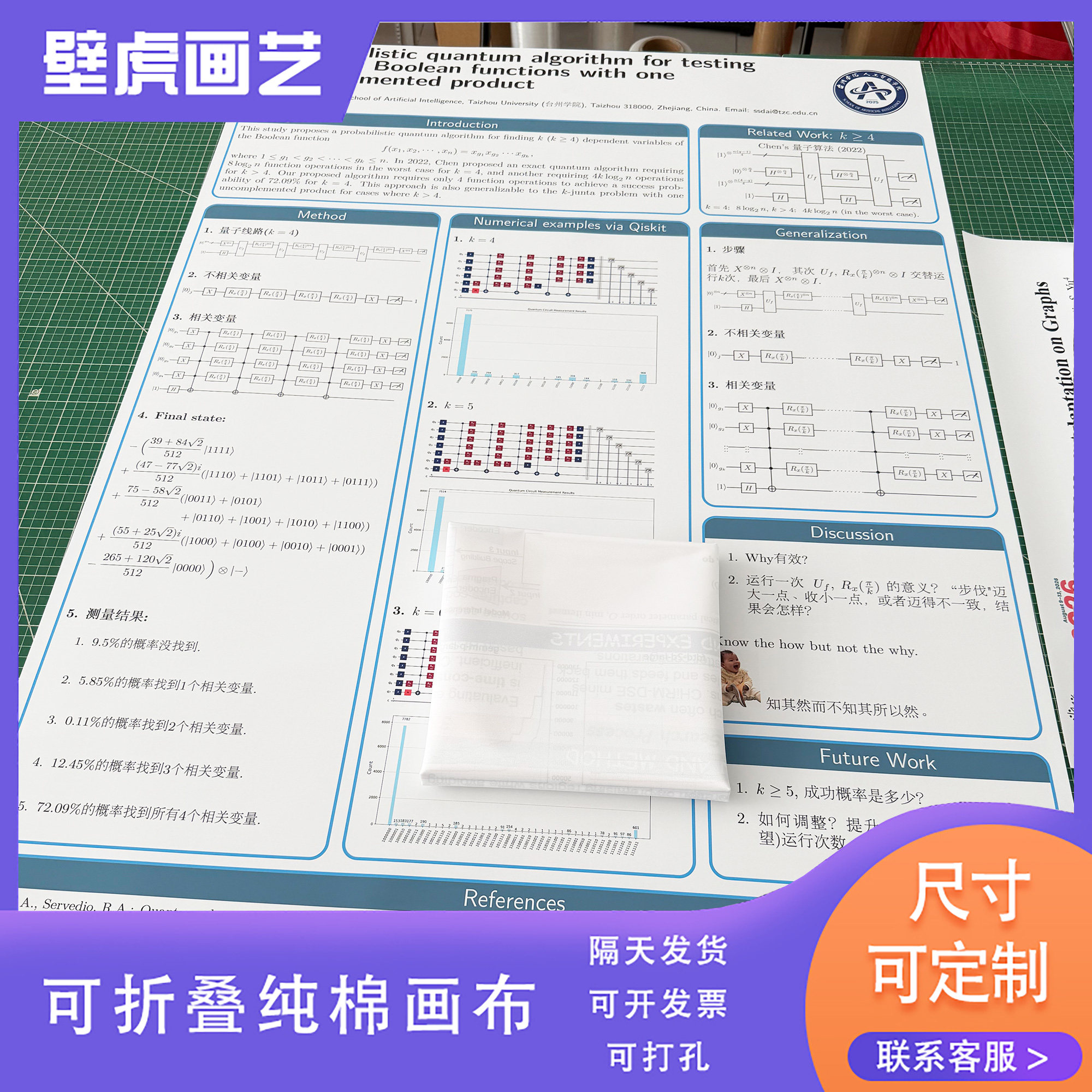 poster学术会议海报展会可折叠带国外纯棉油画布打印定制图片