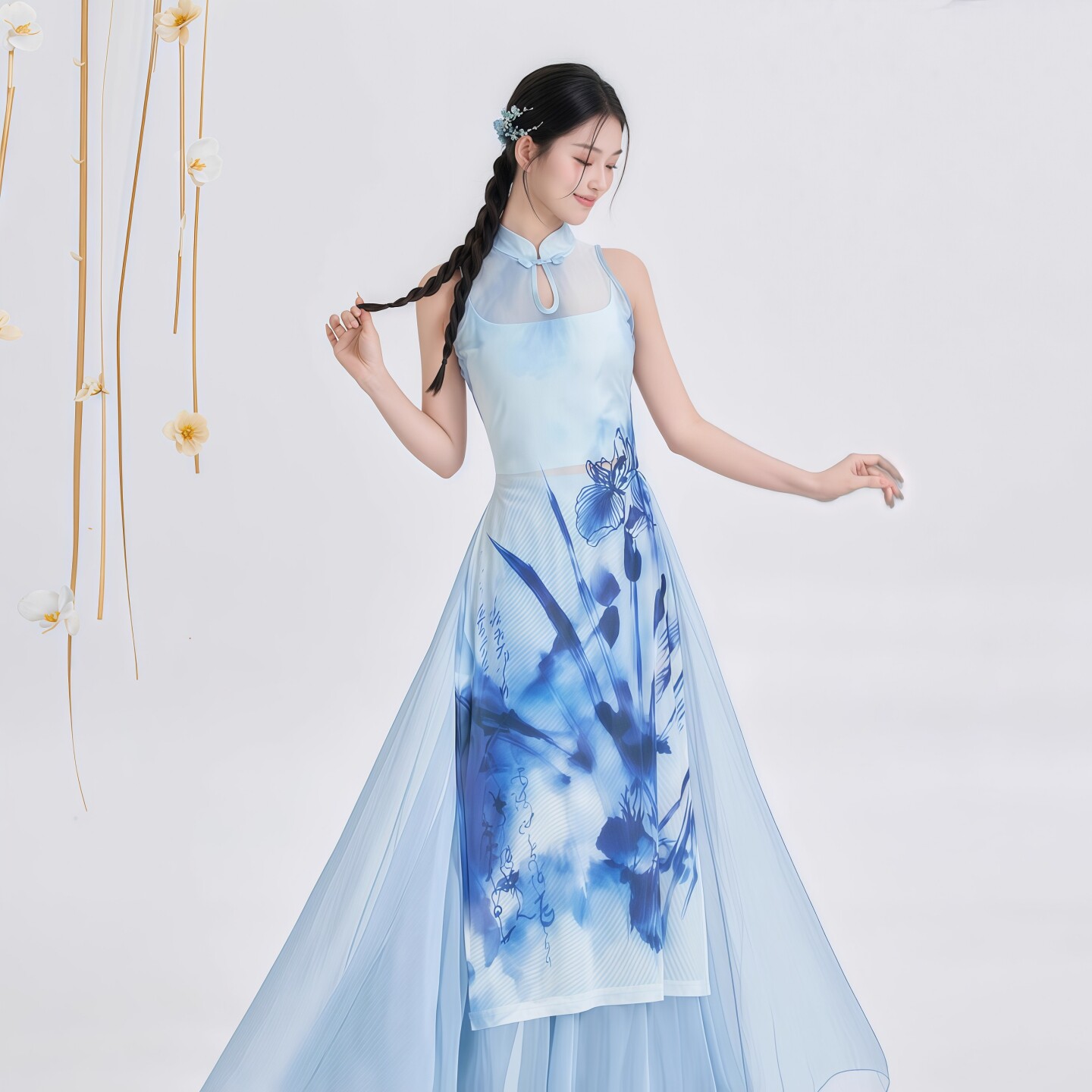 古典舞蹈服身韵兰花旗袍练功服