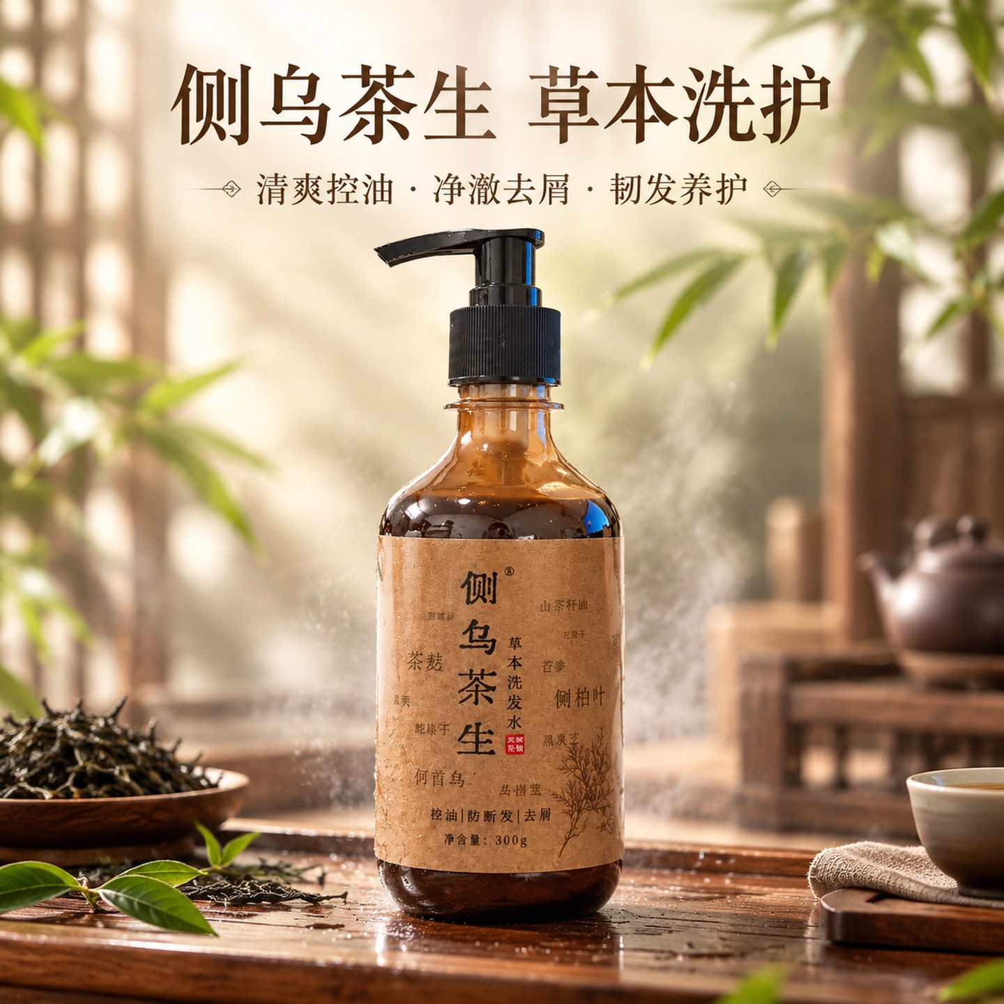 侧柏叶首乌洗发水手工草本植物养发天然无硅控油去屑防断发洗发水