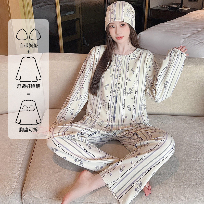 带胸垫月子服纯棉全棉吸汗产后产妇哺乳孕妇睡衣夏季薄款家居服女,孕妇装/孕产妇用品/营养,家居服套装,淘宝优惠券,粉丝福利购,淘宝优惠卷