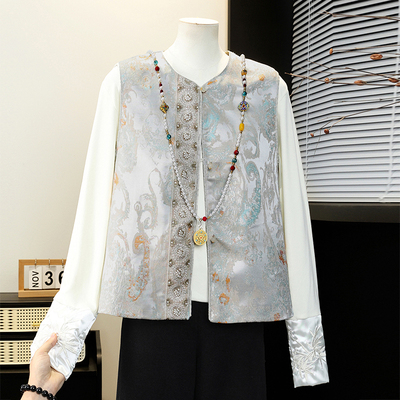 新中式妈妈春装国风马甲时尚中年