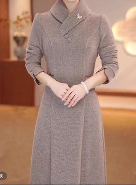 妈妈装改良旗袍2024新款女高端修身秋冬加绒中式国风显瘦连衣裙子