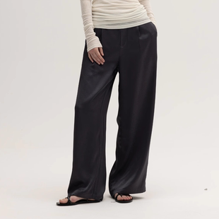 简约醋酸缎面橡筋腰阔腿长裤 SIMPLY PUT