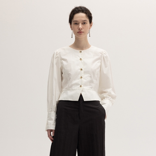 PUT经典 衬衫 高密府绸法式 羊腿袖 女 复古圆领修身 SIMPLY