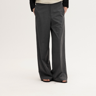 长裤 优雅阔腿翻边休闲西装 女 PUT精致立裁澳洲精纺羊毛经典 SIMPLY