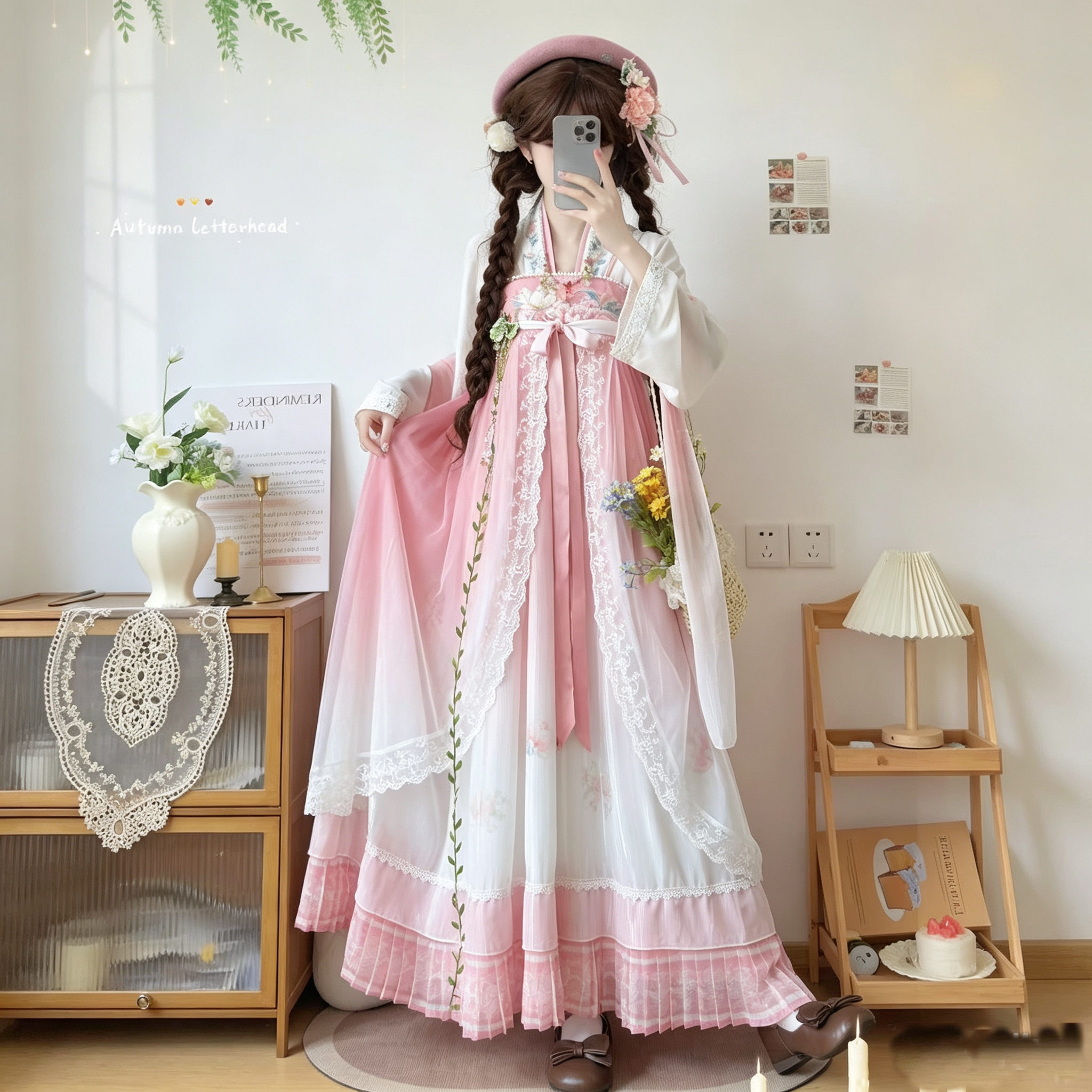 汉衣亭粉云萝原创汉服女唐制齐胸汉服半身裙
