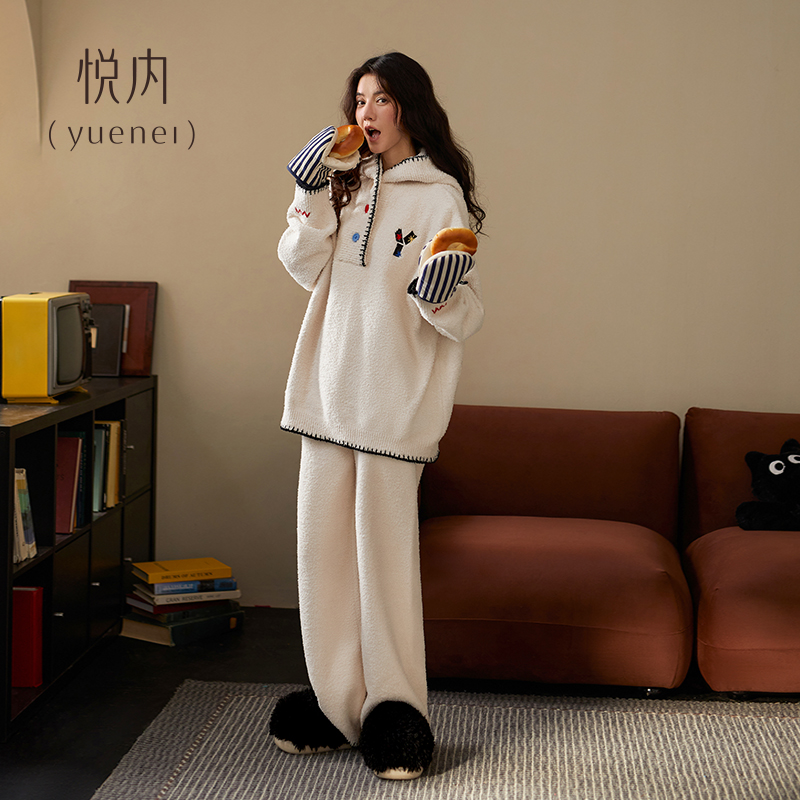 【商场同款】悦内女士半边绒睡衣