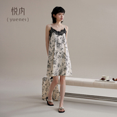 悦内睡裙女睡衣夏季 冰丝 薄款 莫代尔吊带背心性感蕾丝夏款 夏天大码