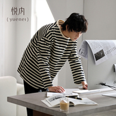 圆领套头休闲条纹套装 悦内睡衣男士 纯棉长袖 家居服男款 春秋款 秋季