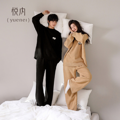 悦内半边绒情侣睡衣女秋冬款冬季珊瑚绒加绒加厚保暖家居服男熊猫