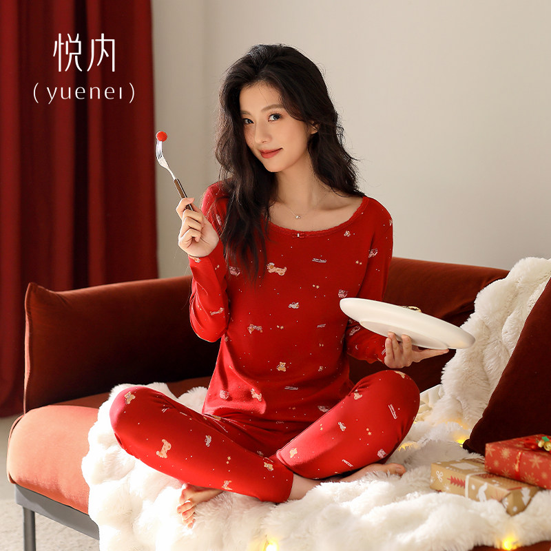 悦内打底保暖内衣女春秋纯棉秋衣秋裤红色本命年马年结婚新婚套装,女士内衣/男士内衣/家居服,保暖套装,淘宝优惠券,粉丝福利购,淘宝优惠卷