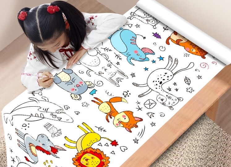 10M超长儿童涂鸦绘画大卷纸幼儿园宝宝涂色画布填色图画册画画本